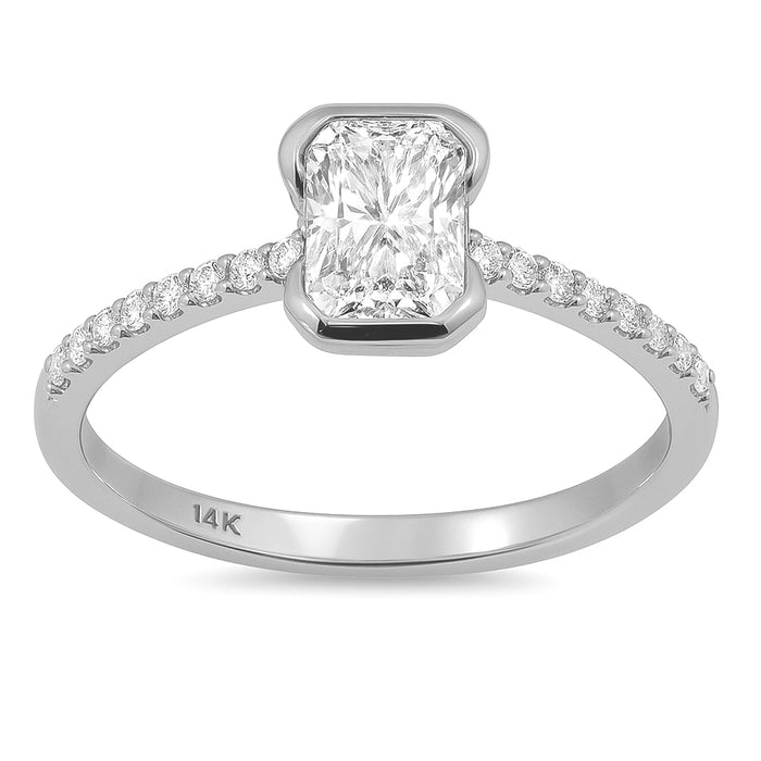 SPECIAL! .85ct G SI 14K White Gold Diamond & Radiant Engagement Ring Size 6.5