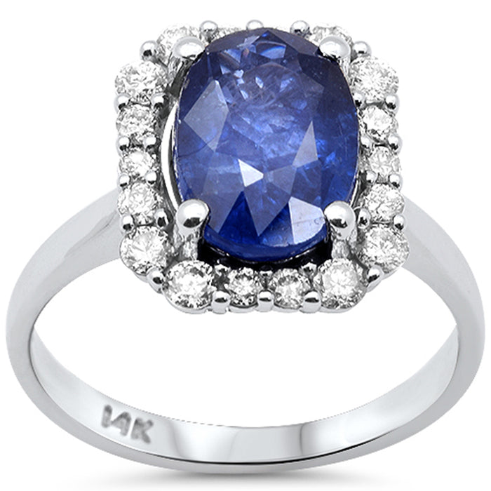 SPECIAL! 4.14ct G SI 14K White Gold Diamond & Blue Sapphire Gemstone Ring Size 6.5