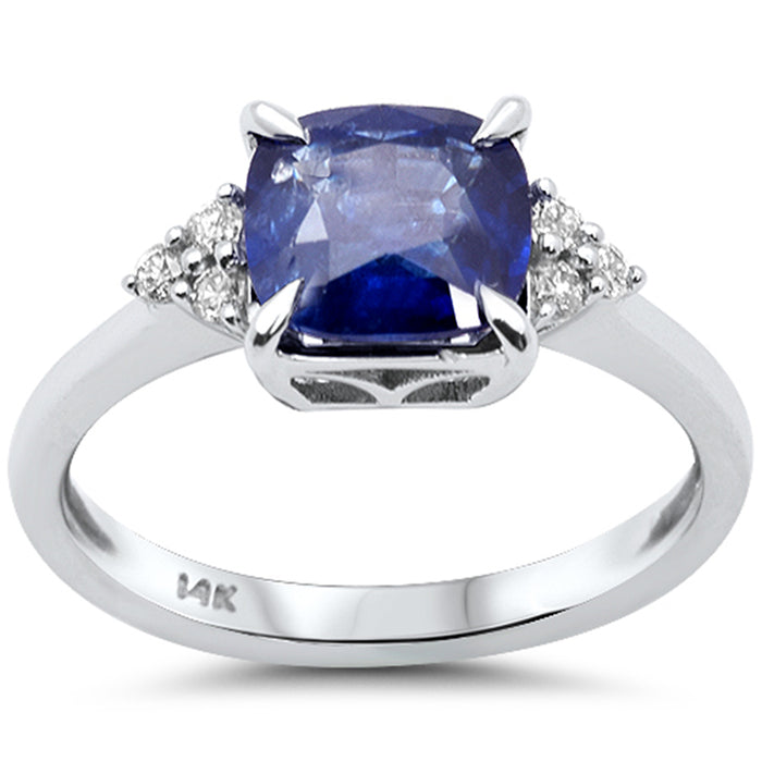 SPECIAL! 2.07ct G SI 14K White Gold Diamond & Blue Sapphire Gemstone Ring Size 6.5