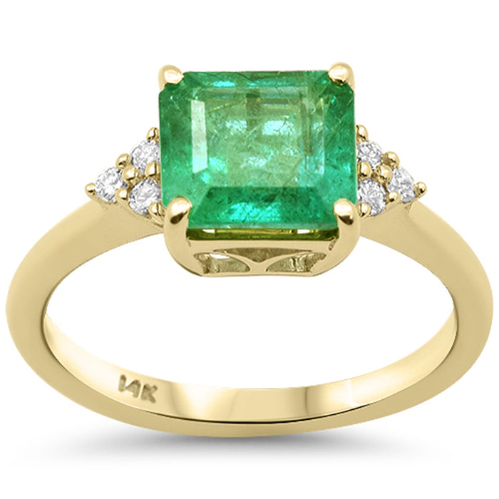 SPECIAL! 2.17ct G SI 14K Yellow Gold Diamond & Emerald Gemstone Ring Size 6.5