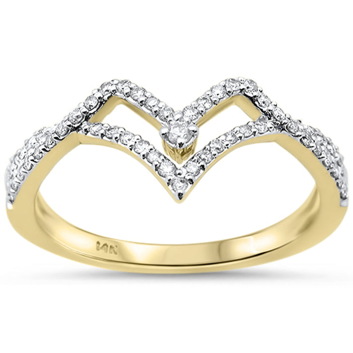 SPECIAL! .25ct G SI 14K Yellow Gold Diamond Chevron Band Ring Size 6.5