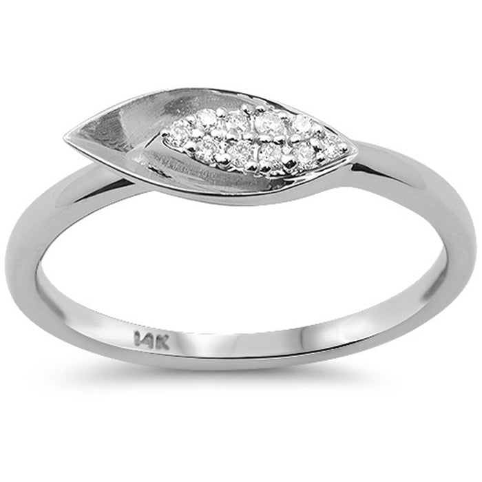 SPECIAL! .07ct G SI 14K White Gold Diamond Pear Leaf Shaped Band Ring Size 6.5