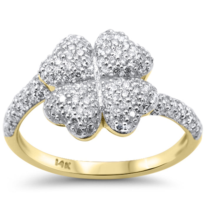 SPECIAL! .70ct G SI 14K Yellow Gold Diamond Large Clover Flower Ring Size 6.5
