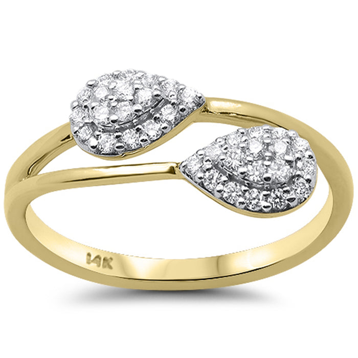 SPECIAL! .24ct G SI 14K Yellow Gold Diamond Pear Shape Band Ring Size 6.5