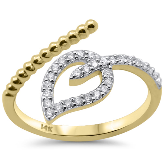 SPECIAL! .20ct G SI 14K Yellow Gold Diamond Leaf Wrap Around Band Ring Size 6.5