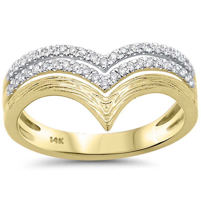 SPECIAL! .19ct G SI 14K Yellow Gold Diamond Triple Band Chevron Ring Size 6.5