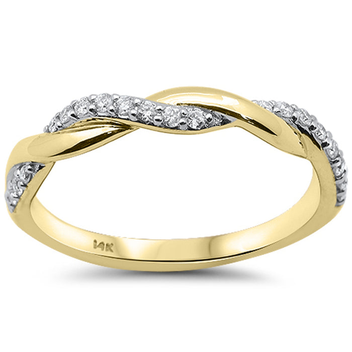 SPECIAL! .18ct G SI 14K Yellow Gold Diamond Infinity Twisted Band Ring Size 6.5