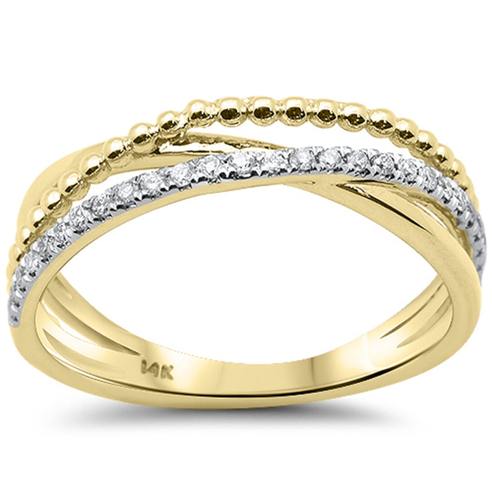 SPECIAL! .14ct G SI 14K Yellow Gold Diamond Fashion Multi Band Trendy Band Ring Size 6.5