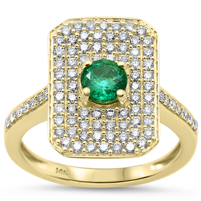 SPECIAL! 1.08ct G SI 14K Yellow Gold Diamond & Emerald Gemstone Ring Size 6.5