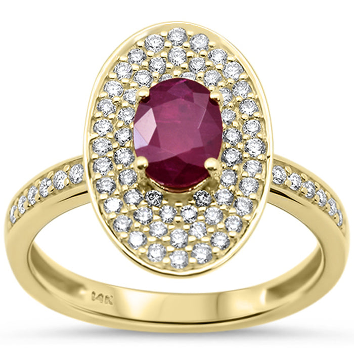 SPECIAL! 1.42ct G SI 14K Yellow Gold Oval Ruby Gemstone & Diamond Ring Size 6.5