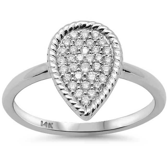 SPECIAL! .20ct G SI 14K White Gold Pear Shape Diamond Ring Size 6.5