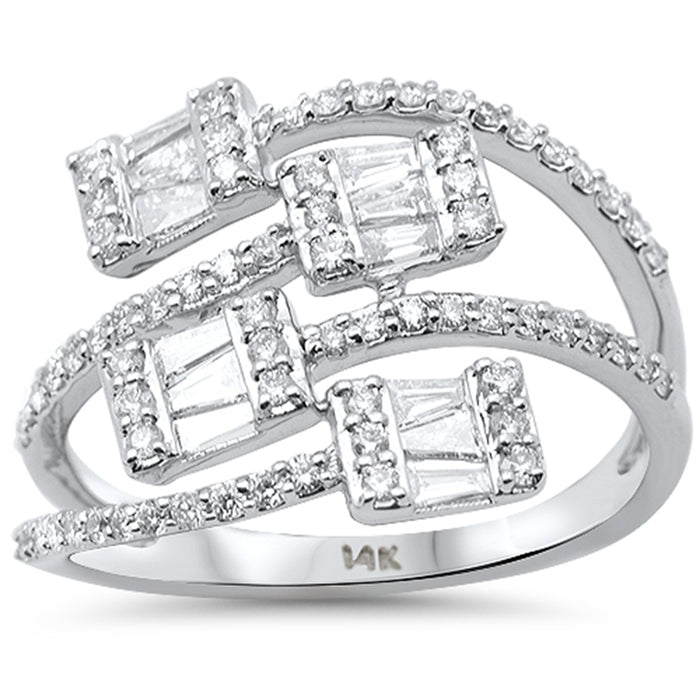SPECIAL! .67ct G SI 14K White Gold Round & Baguette Diamond Band Ring Size 6.5