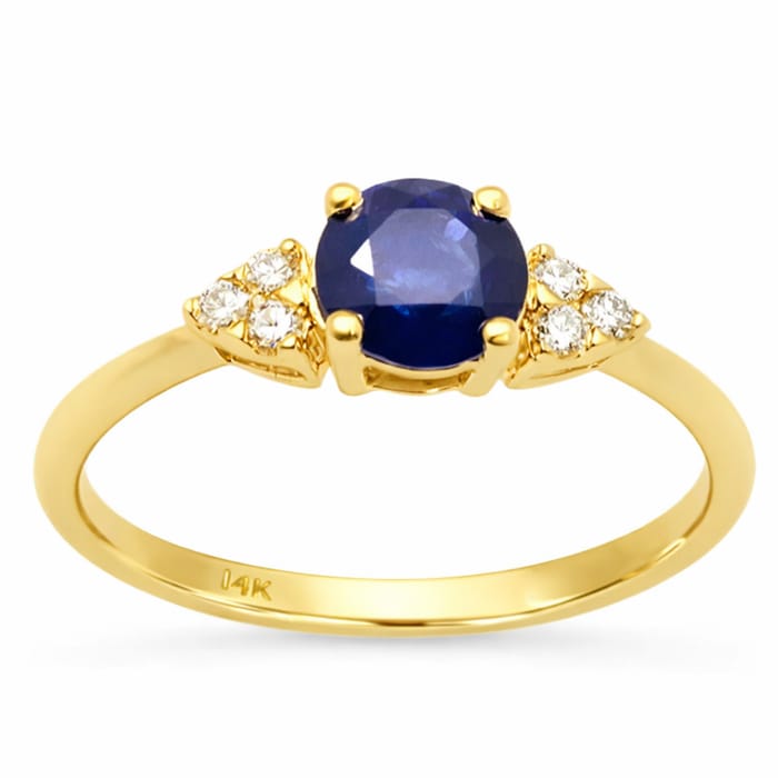 SPECIAL! 1.01ct Gemstones G SI 14K Yellow Gold Diamond & Blue Sapphire Gemstone Ring Size 6.5
