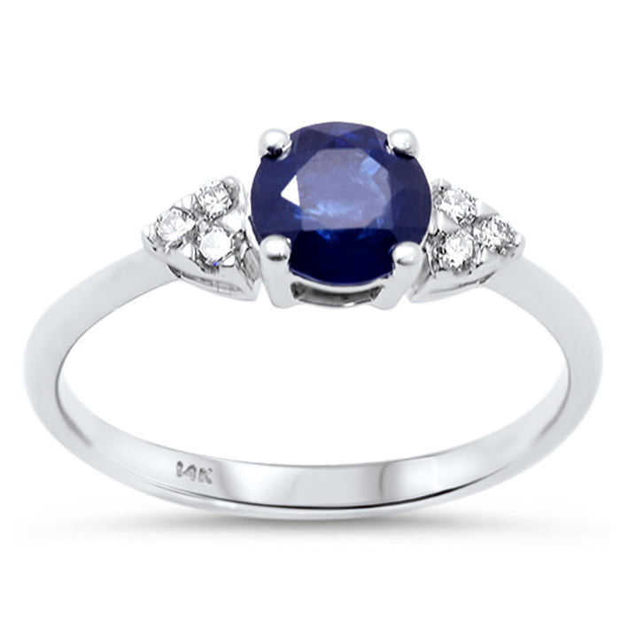 SPECIAL! 1.02ct Gemstones G SI 14K White Gold Diamond & Blue Sapphire Gemstone Ring Size 6.5