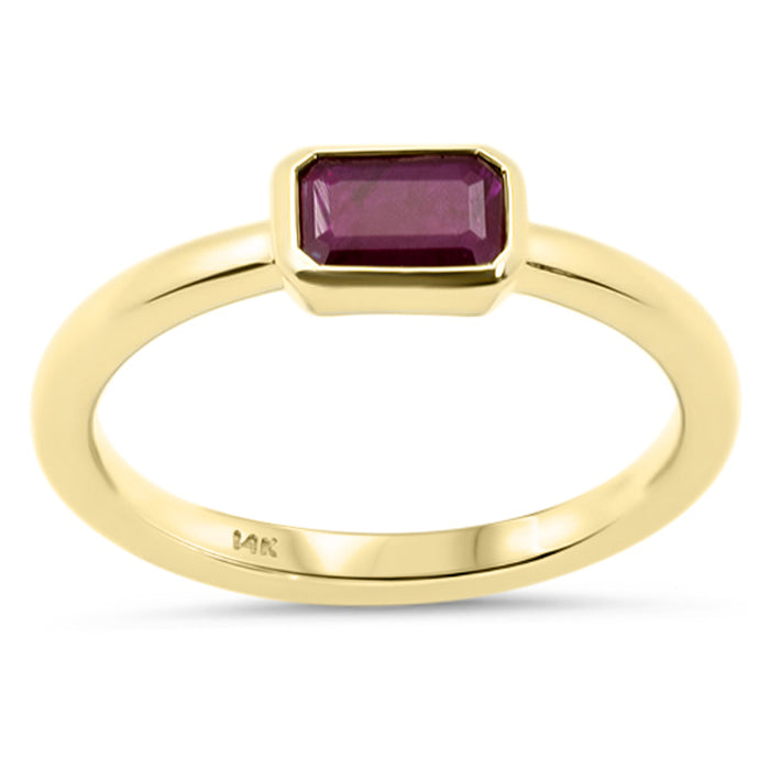 SPECIAL! .58ct G SI 14K Yellow Gold Bezel Set Ruby Gemstone Ring Size 6.5