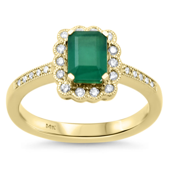 SPECIAL! 1.24ct Gemstones G SI 14K Yellow Gold Diamond & Emerald Gemstone Ring Size 6.5