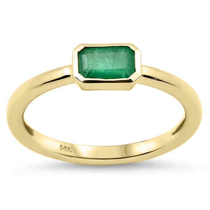 SPECIAL! .50ct G SI 14K Yellow Gold Bezel Set Emerald Gemstone Ring Size 6.5