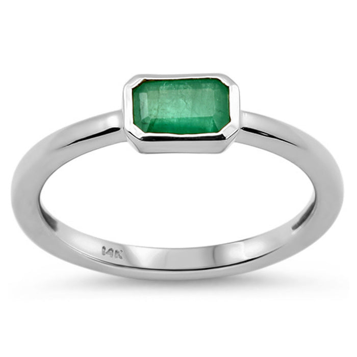 SPECIAL! .54ct G SI 14K White Gold Bezel Set Emerald Gemstone Ring Size 6.5