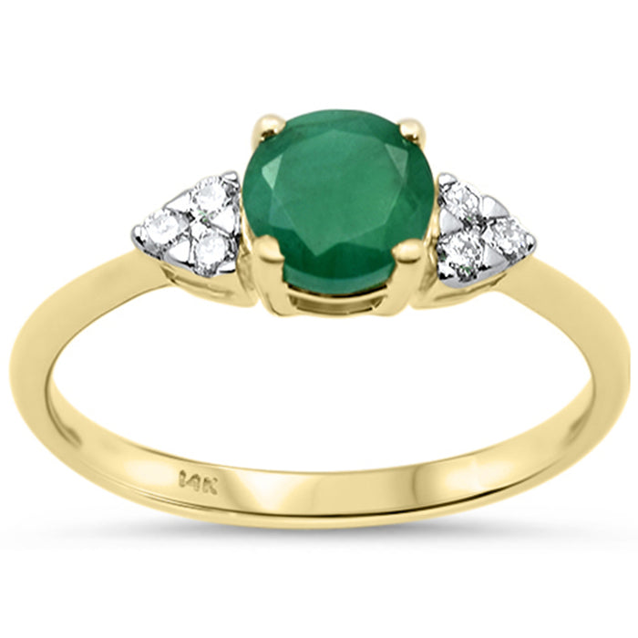 SPECIAL! .94ct G SI 14K Yellow Gold Diamond & Emerald Gemstone Ring Size 6.5