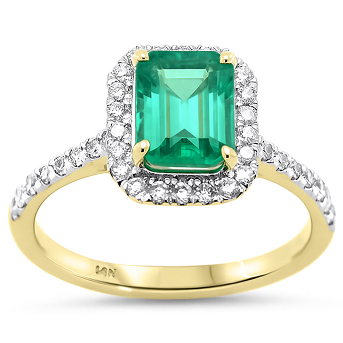 SPECIAL! 1.91ct G SI 14K Yellow Gold Diamond & Emerald Gemstone Ring Size 6.5