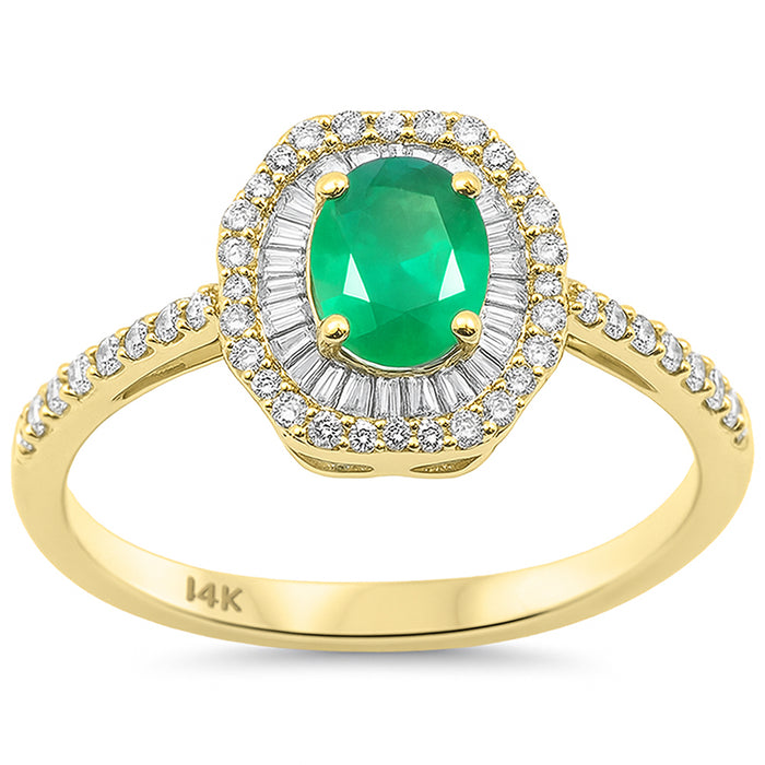 SPECIAL! .78ct G SI 14K Yellow Gold Diamond & Emerald Gemstone Ring Size 6.5