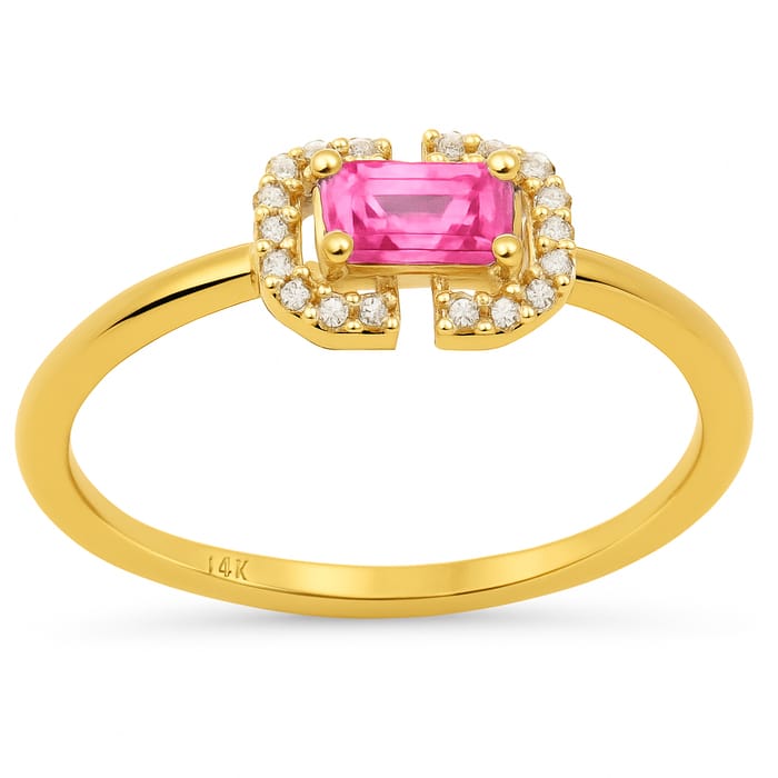 SPECIAL! .52ct G SI 14K Yellow Gold Diamond & Pink Sapphire Gemstone Ring Size 6.5