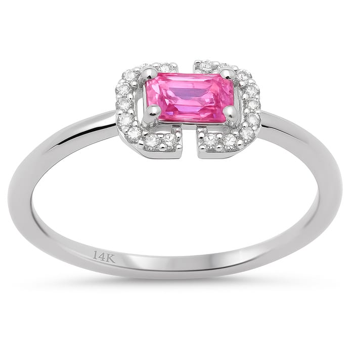 SPECIAL! .42ct G SI 14K White Gold Diamond & Pink Sapphire Gemstone Ring Size 6.5
