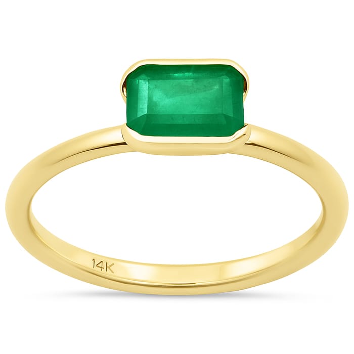 SPECIAL! .73ct G SI 14K Yellow Gold Emerald Gemstone Ring Size 6.5