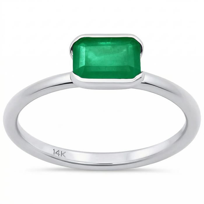 SPECIAL! 1.08ct G SI 14K White Gold Emerald Gemstone Ring Size 6.5
