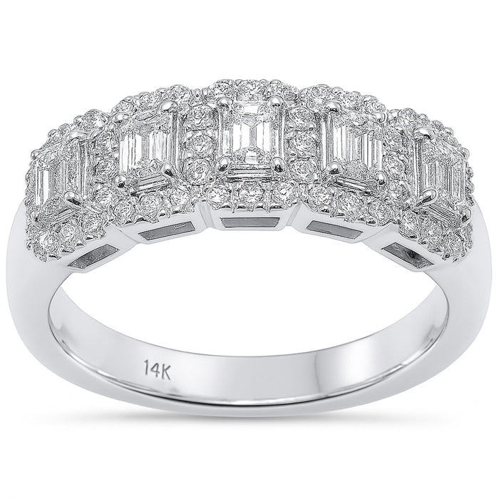 SPECIAL! .93ct G SI 14K White Gold Diamond Emerald Cut Engagement Ring Band Size 6.5