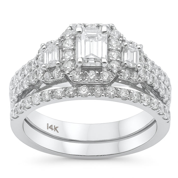 SPECIAL! 1.54ct G SI 14K White Gold Diamond Three Emerald Cut Stone Engagement Ring Size 6.5