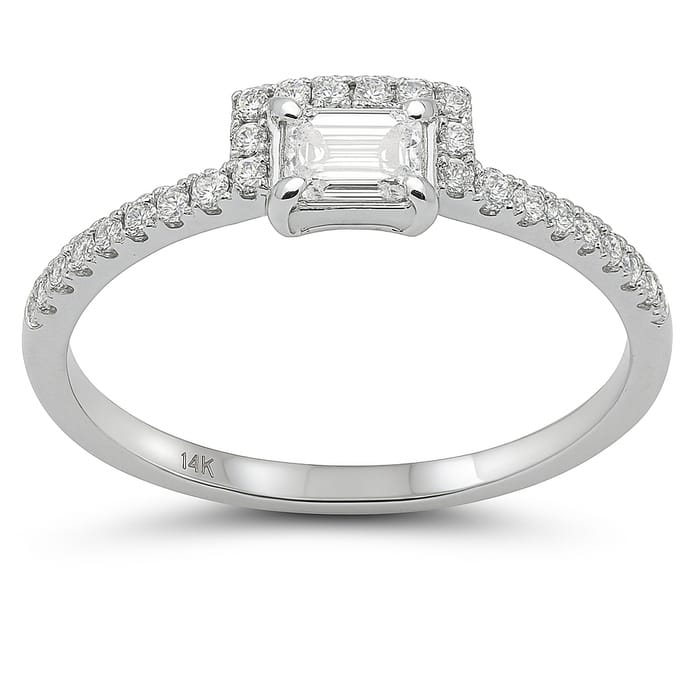 SPECIAL! .42ct G SI 14K White Gold Emerald Cut Diamond Band Ring Size 6.5