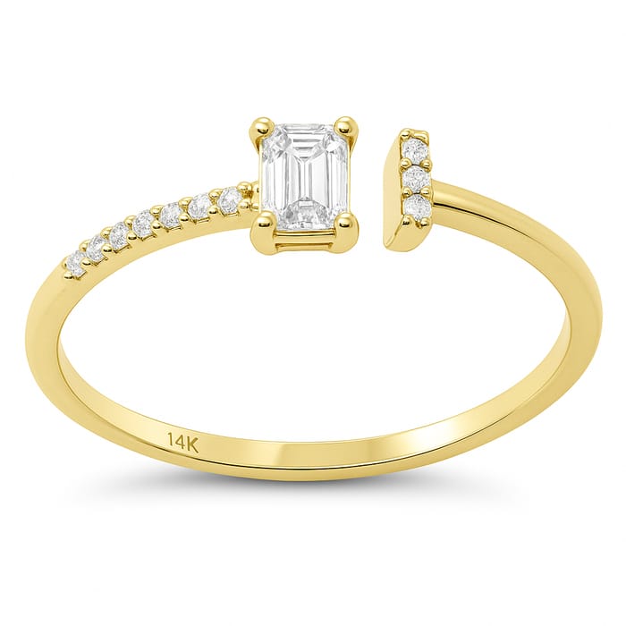 SPECIAL! .30ct G SI 14K Yellow Gold Emerald Cut Diamond Open Band Ring Size 6.5