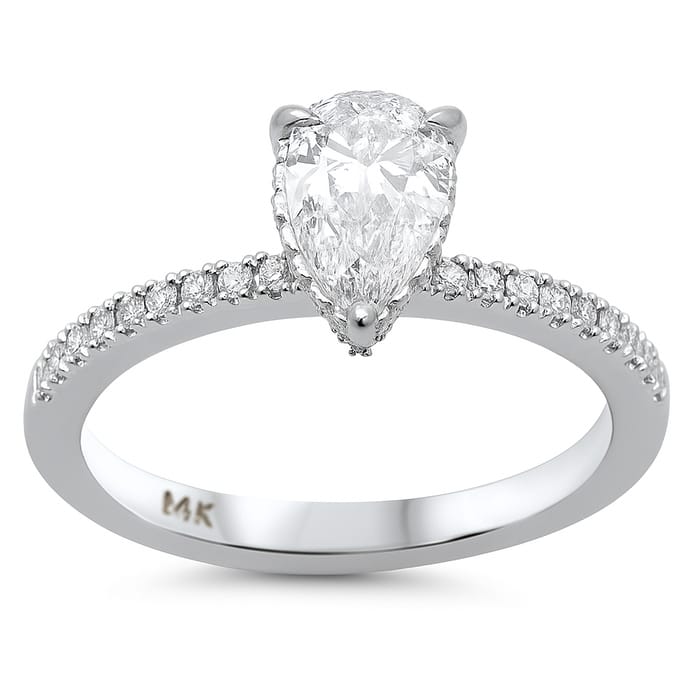 SPECIAL! 1.20ct G SI 14K White Gold Pear Cut Diamond Engagement Ring Size 6.5