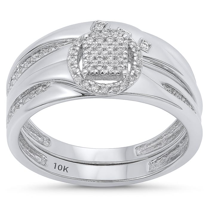 DIAMOND CLOSEOUT! .19ct G SI 10K White Gold Diamond Engagement Bridal Ring Set Size 6.5