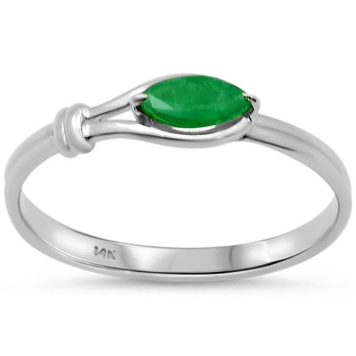 SPECIAL! .31ct G SI 14K White Gold Emerald Gemstone Ring Size 6.5