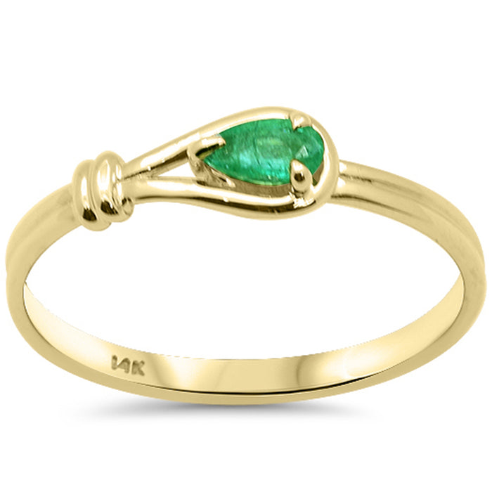 .23ct G SI 14K Yellow Gold Emerald Gemstone Ring Band Size 6.5