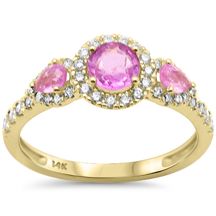 SPECIAL! 1.26ct G SI 14K Yellow Gold Diamond & Pink Sapphire Gemstone Ring Band Size 6.5