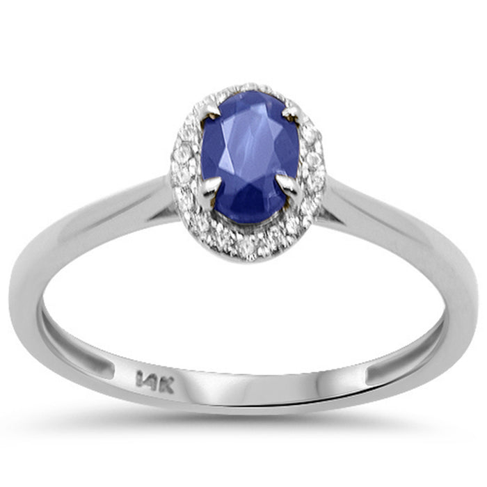 SPECIAL! .69ct G SI 14K White Gold Diamond & Blue Sapphire Gemstone Ring Size 6.5