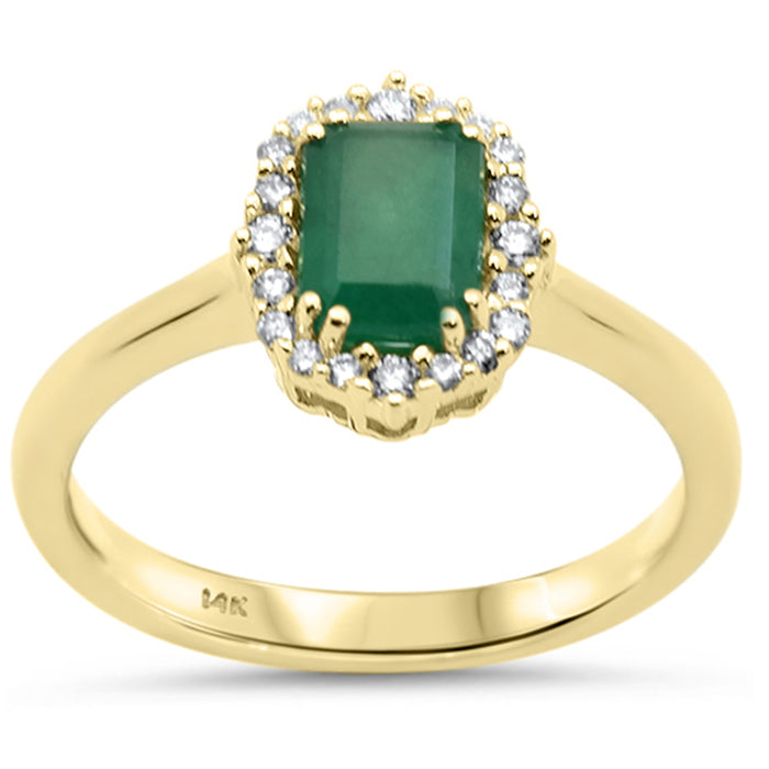 SPECIAL! 1.23ct G SI 14K Yellow Gold Diamond & Emerald Gemstone Ring Size 6.5