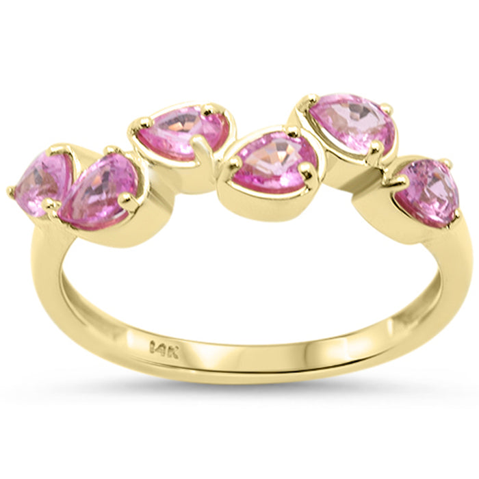 SPECIAL! .81ct 14K Yellow Gold Pink Sapphire Gemstone Band Ring Size 6.5