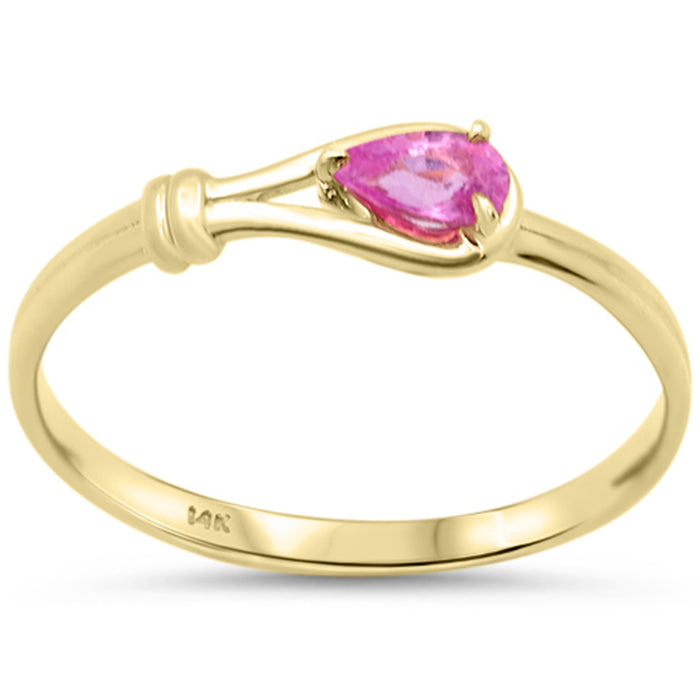 .26ct 14K Yellow Gold Pink Sapphire Gemstone Band Ring Size 6.5