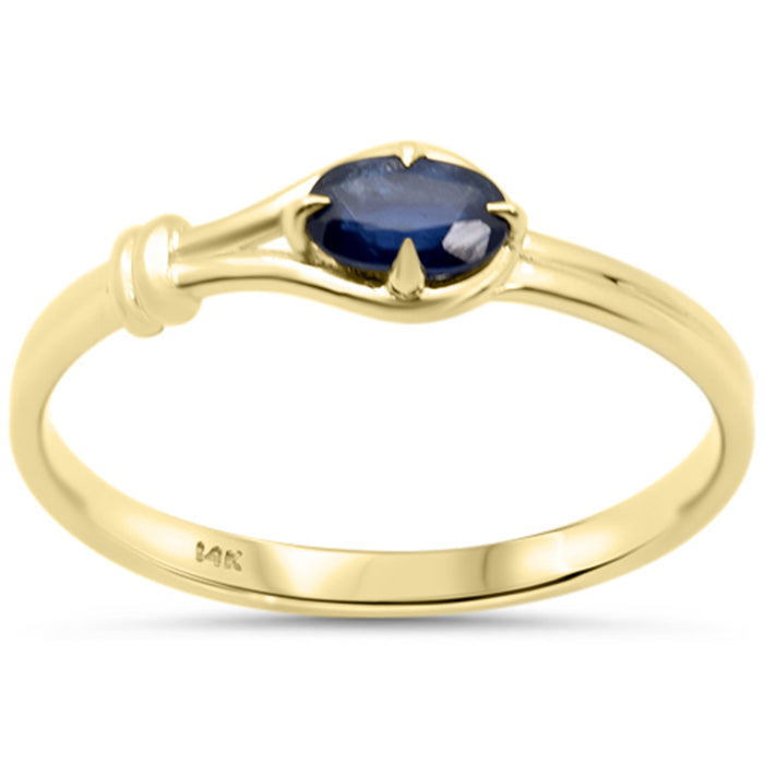 .35ct 14K Yellow Gold Blue Sapphire Gemstone Band Ring Size 6.5
