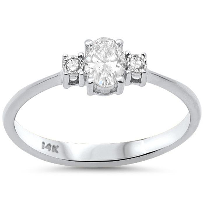 SPECIAL! .33ct G SI 14K White Gold Oval Diamond Three Stone Ring Size 6.5