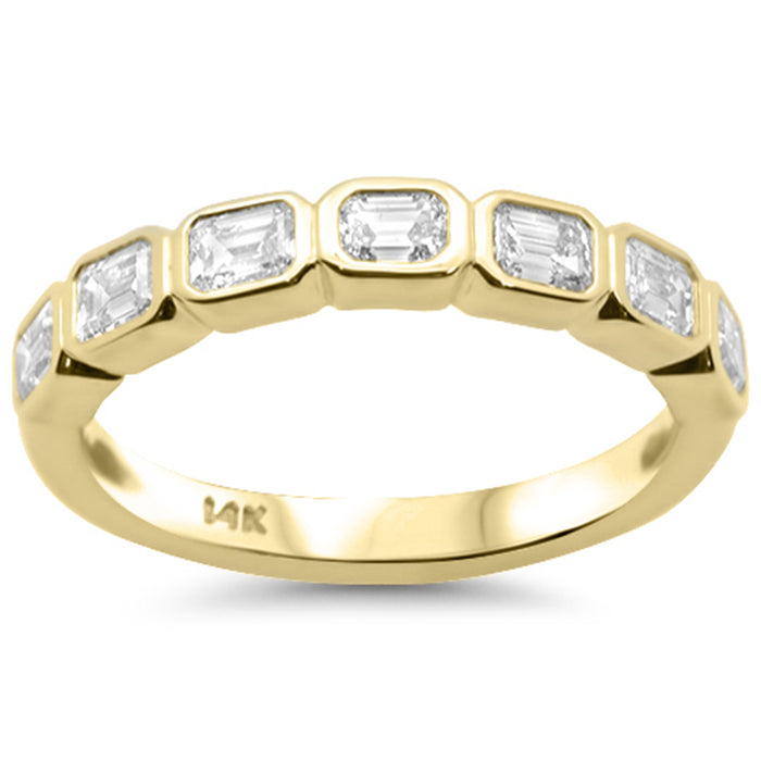 SPECIAL! .80ct G SI 14K Yellow Gold Bezel Set Emerald Cut Diamond Eternity Band Size 6.5