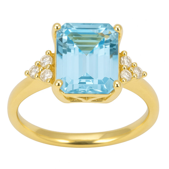 SPECIAL! 2.06ct G SI 14K Yellow Gold Diamond & Aqua Gemstone Ring Size 6.5