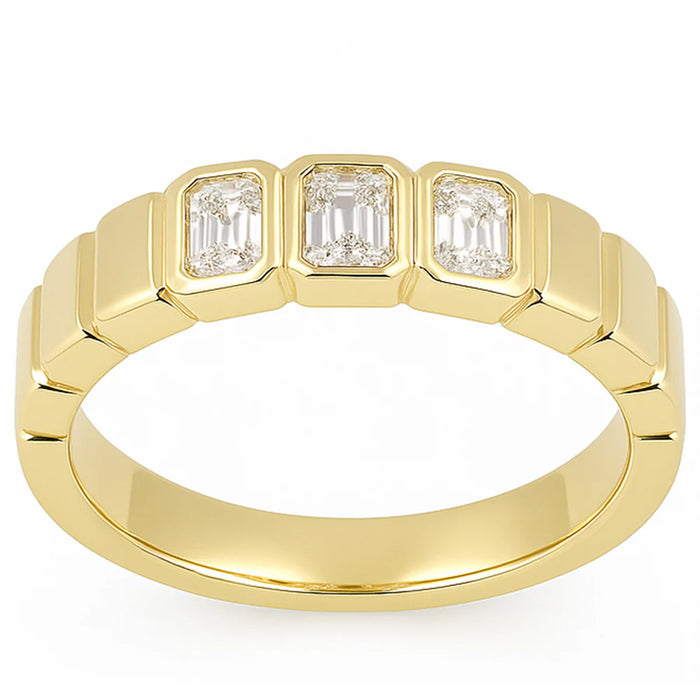 SPECIAL! .36ct G SI 14kt Yellow Gold Bezel Set Emerald Cut Diamond Band Ring Size 7