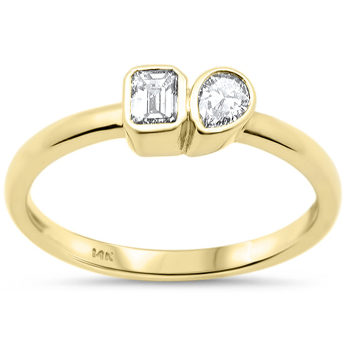 SPECIAL! .32ct G SI 14K Yellow Gold Bezel Set Emerald Cut Diamond & Pear Ring Size 7