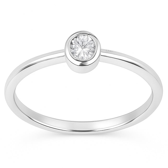 SPECIAL! .22ct G SI 14kt White Gold Bezel Set Oval Diamond Solitaire Ring Size 6.5