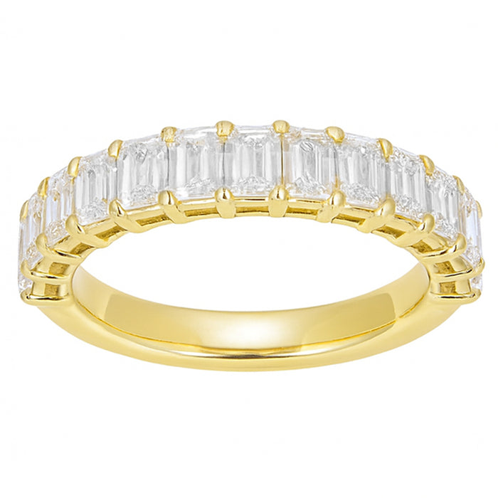SPECIAL! 1.71ct G SI 14kt Yellow Gold Emerald Cut Diamond Half Eternity Band Ring Size 6.5